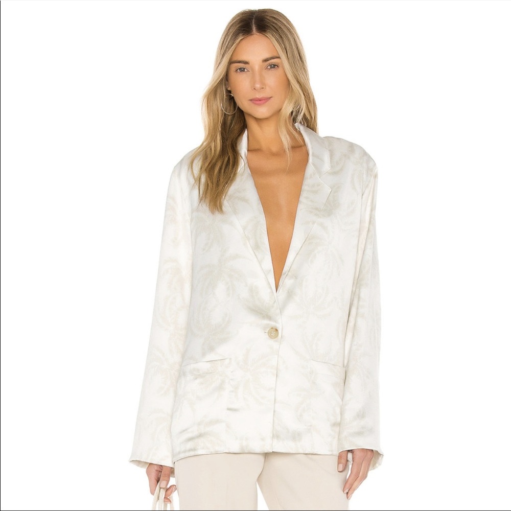 ATM Anthony Thomas Melillo Tropical Satin Linen Blazer MSRP $550